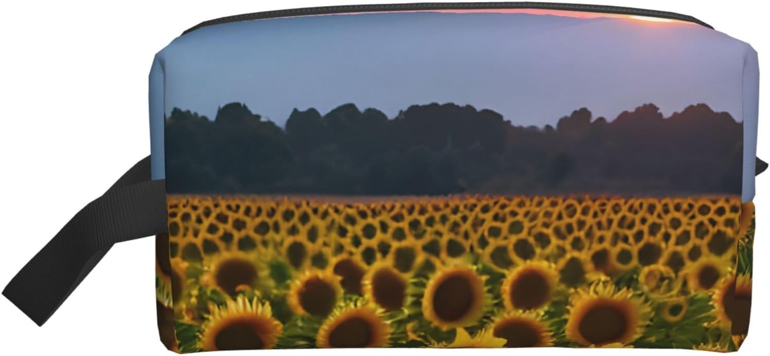 sunflower sun Print Large Capacity Travel Toiletry Bag for Women Men Cosmetic Pouch Daily Organizer