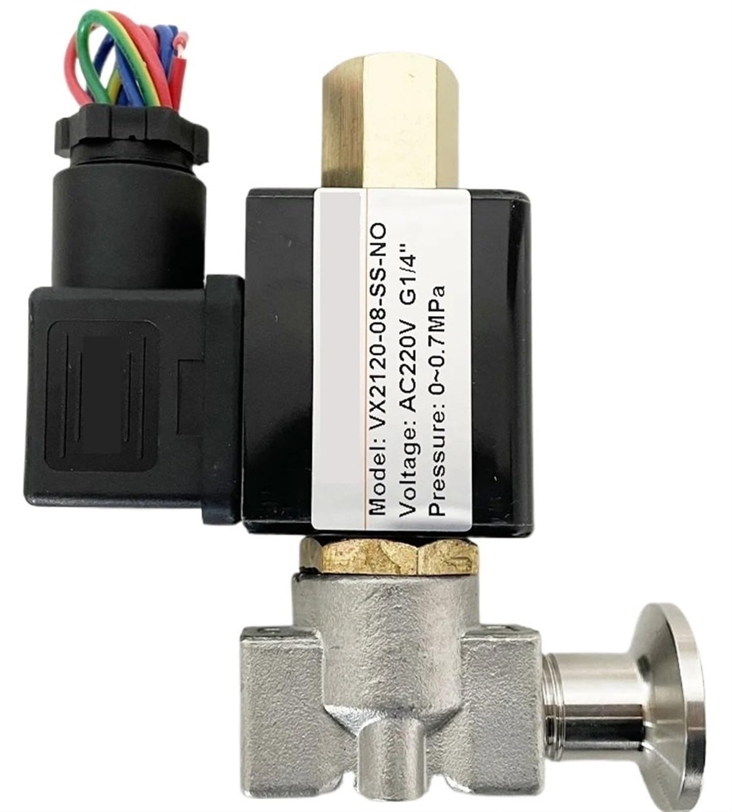 Électrovanne G1/4 normalement ouverte en inox VX2120-08-SS-NO pour huile et acide