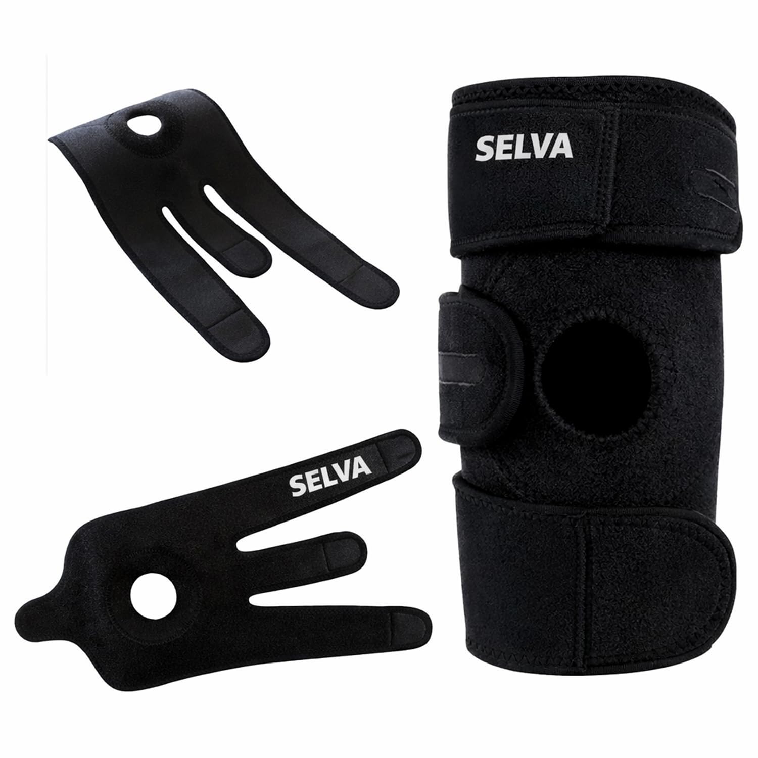 SELVA Adjustable Knee Support Brace | Open Patella Stabilizer Compression for Daily Use & Sports(Universal Size) 1 unit-image-14