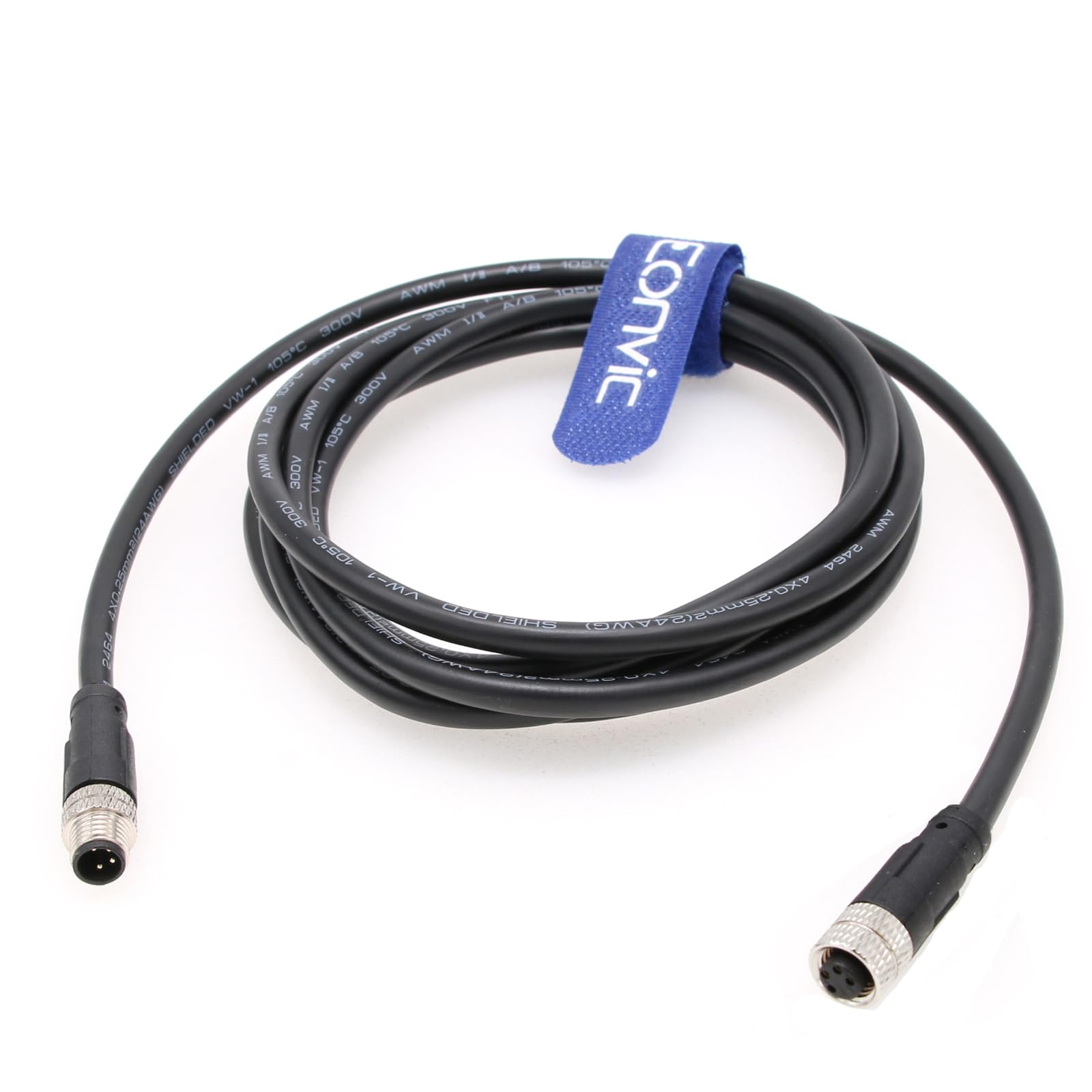 M8 Kabel 4 Pin Connector Mannelijk naar Mannelijk Rechte Een Code Draadbare Molding 6.5ft Extension Wire Plug Waterdichte Power Connection Industriële Circulaire Ronde Metrische Luchtvaart Connectors
