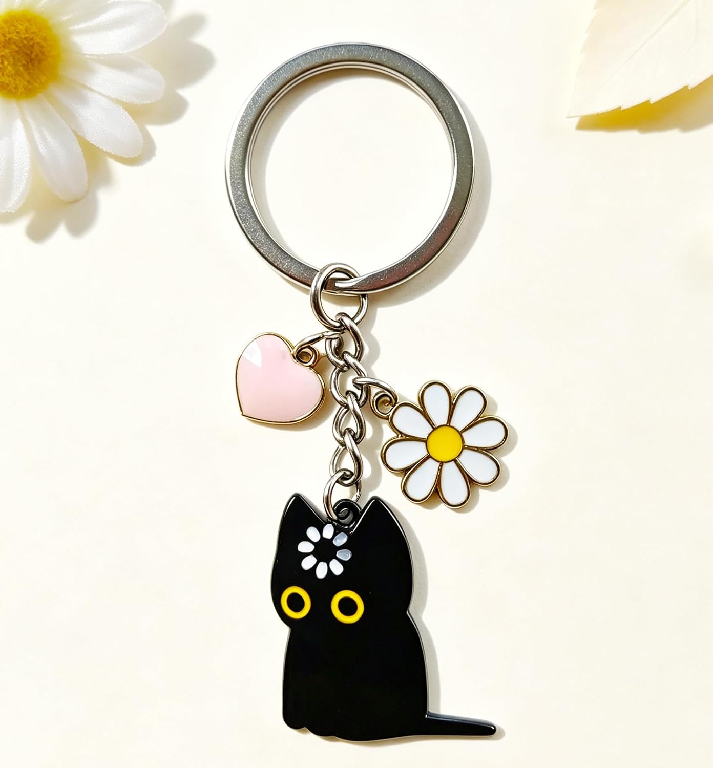 Funny Black Cat Loading Keychain Cool Cute Keyring Stuff Car Accessories image 4