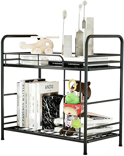 Organizador de escritorio para almacenar y liberar el espacio del escritorio, estantería pequeña de metal con diseño de litera, organizador de