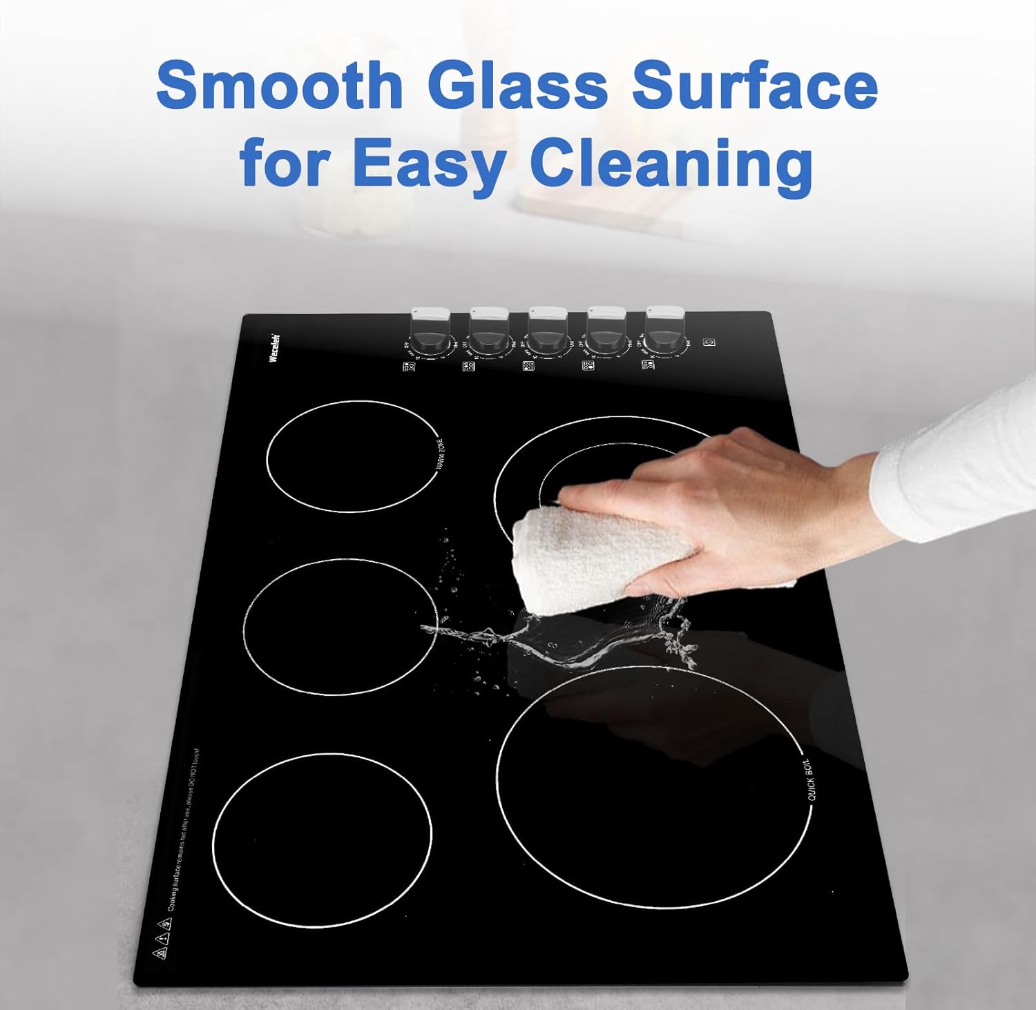 30 inch electric cooktop built-in installed in kitchen countertop