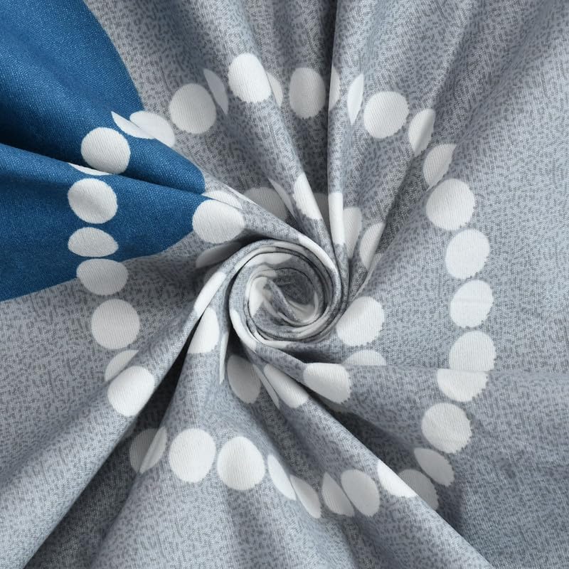 Image of NHD HOME Pure Cotton Flat Double Bedsheets with 2 Regular Size Pillow Covers | Double Bed Breathable | Wrinklefree | Ultrasoft 200 to 220 tc Supersoft Polkadot | 90x90 Inches, Grey & Blue