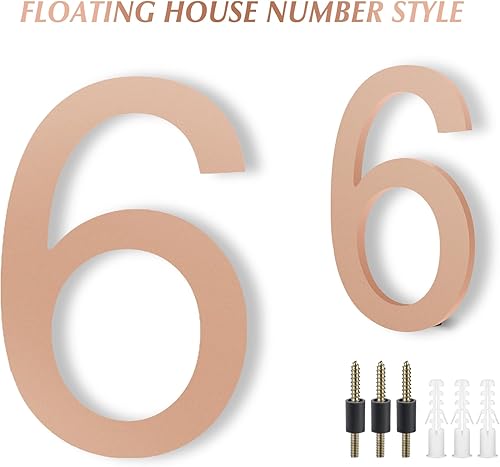 Miniatura 33 de DEWEL Números flotantes de casa grandes de 8 pulgadas para exteriores, decoración de números de dirección de casa modernos negros para señalización