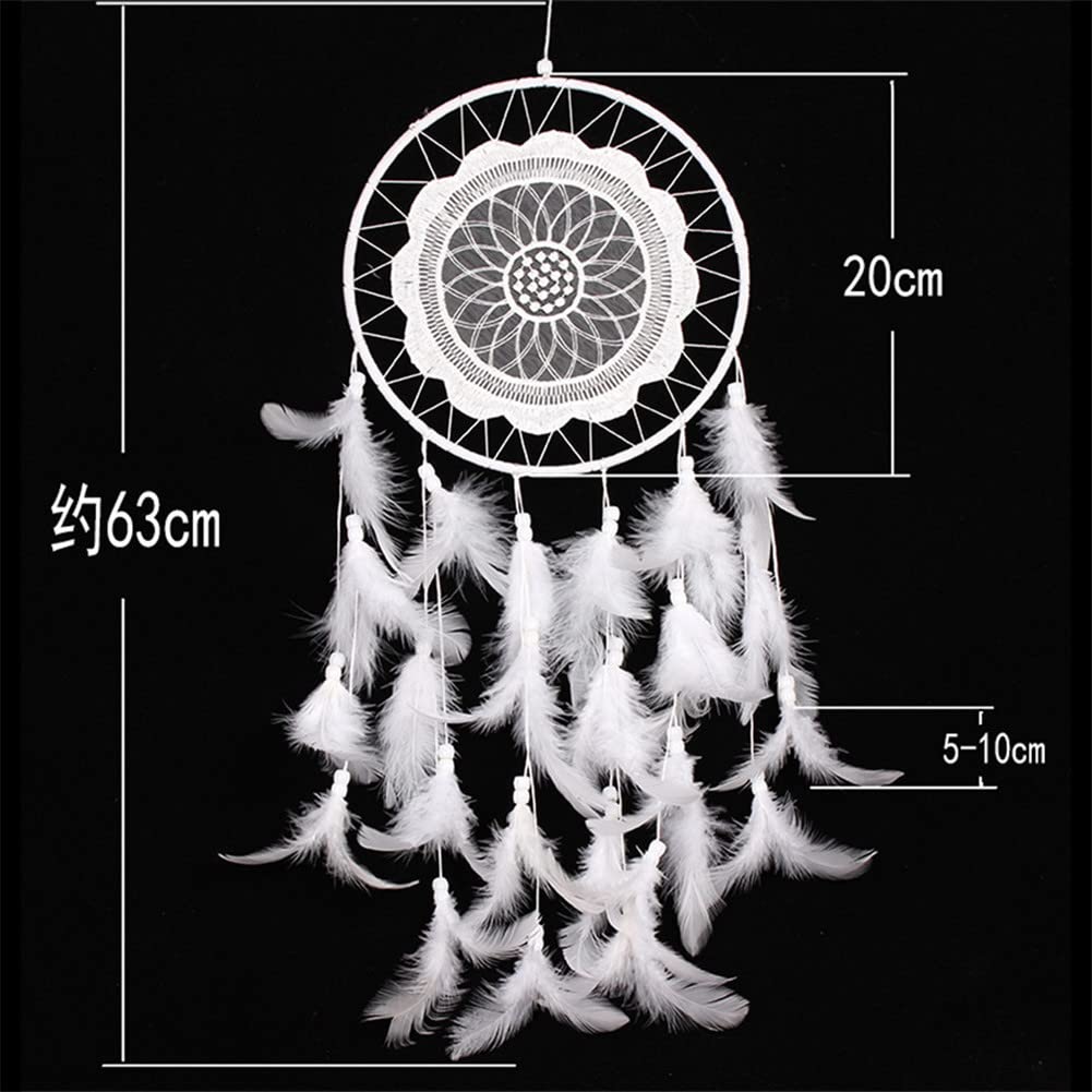 Acchiappasogni Fatto A Mano Stile Boho, Diametro 16cm, Lunghezza Totale 68cm Con Piume. Decorazione Da Parete Estetica Per Camera Da Letto, Soggiorno, Bimbi. Simbolo Di Bei Sogni. - 5