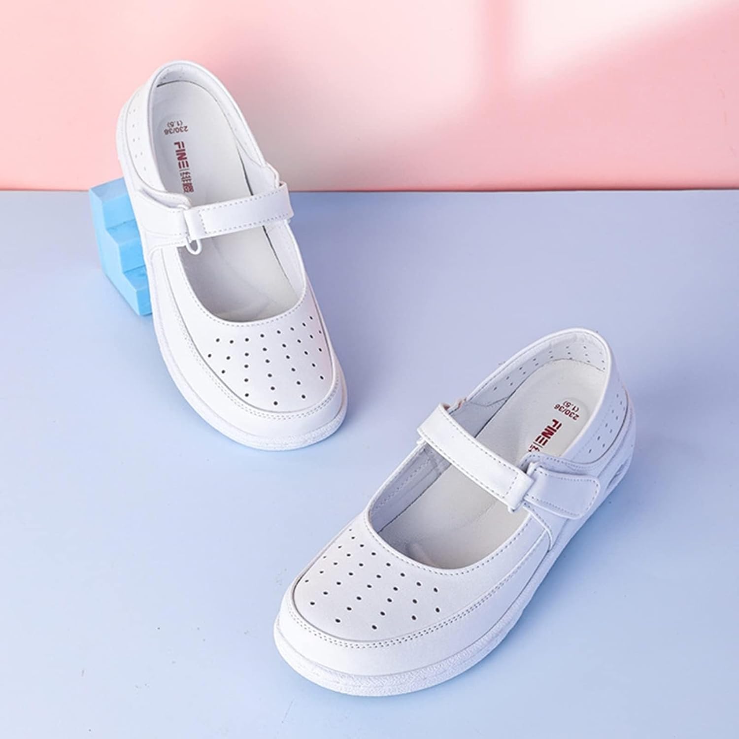 White Nursing Shoes Women,Comfortable Breathable Working Work Mary Jane Sneakers,Professional Slip Resistant Healthcare Nurse Shoes for Women,for Medical Workers,Doctors