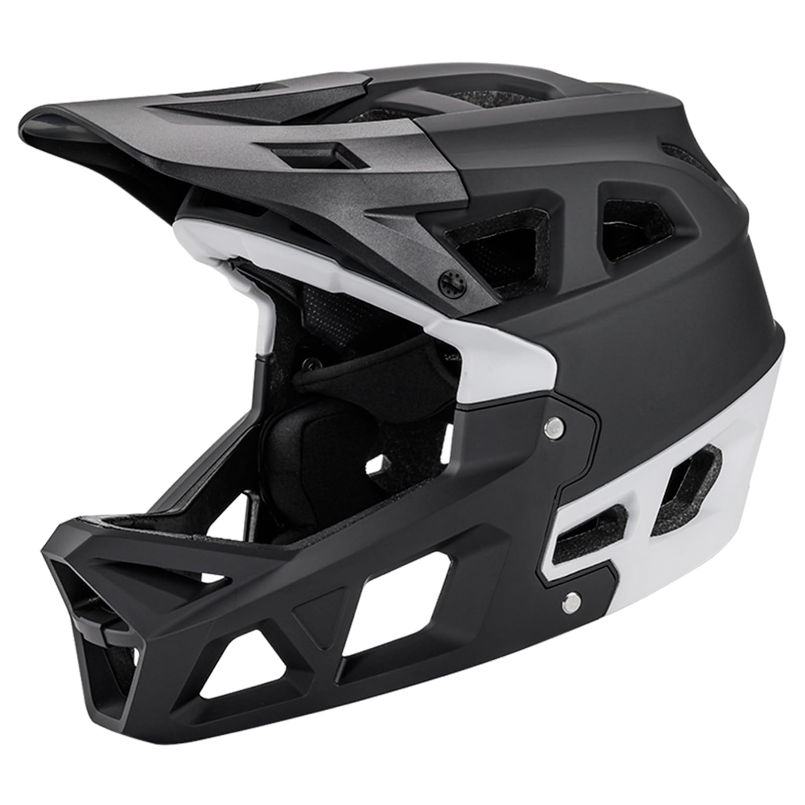 SHUAIGUO Full Face Mountain Bike Helmet Adult Racing Downhill Helmet for Men/Women Adult Mountain Bike Helmet with Visor Over 31 Vents Head Circumferences of 55-58cm Bike Helmet (Black White & M)