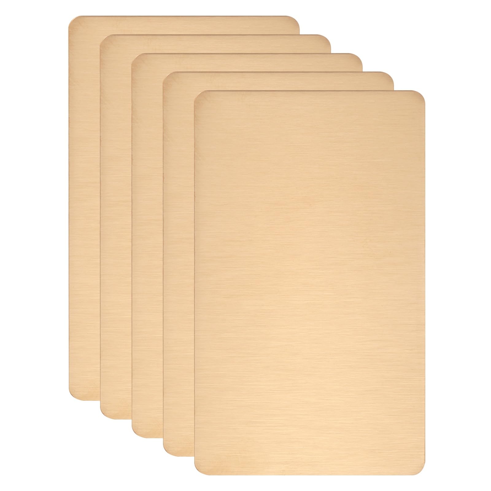 sourcing map 5pcs Metal Business Card Blanks, 88mm x 53mm x 0.5mm Stainless Steel Engraved Metal Business Visiting Name Cards for House Office DIY Gift Invitation(Brushed Copper)