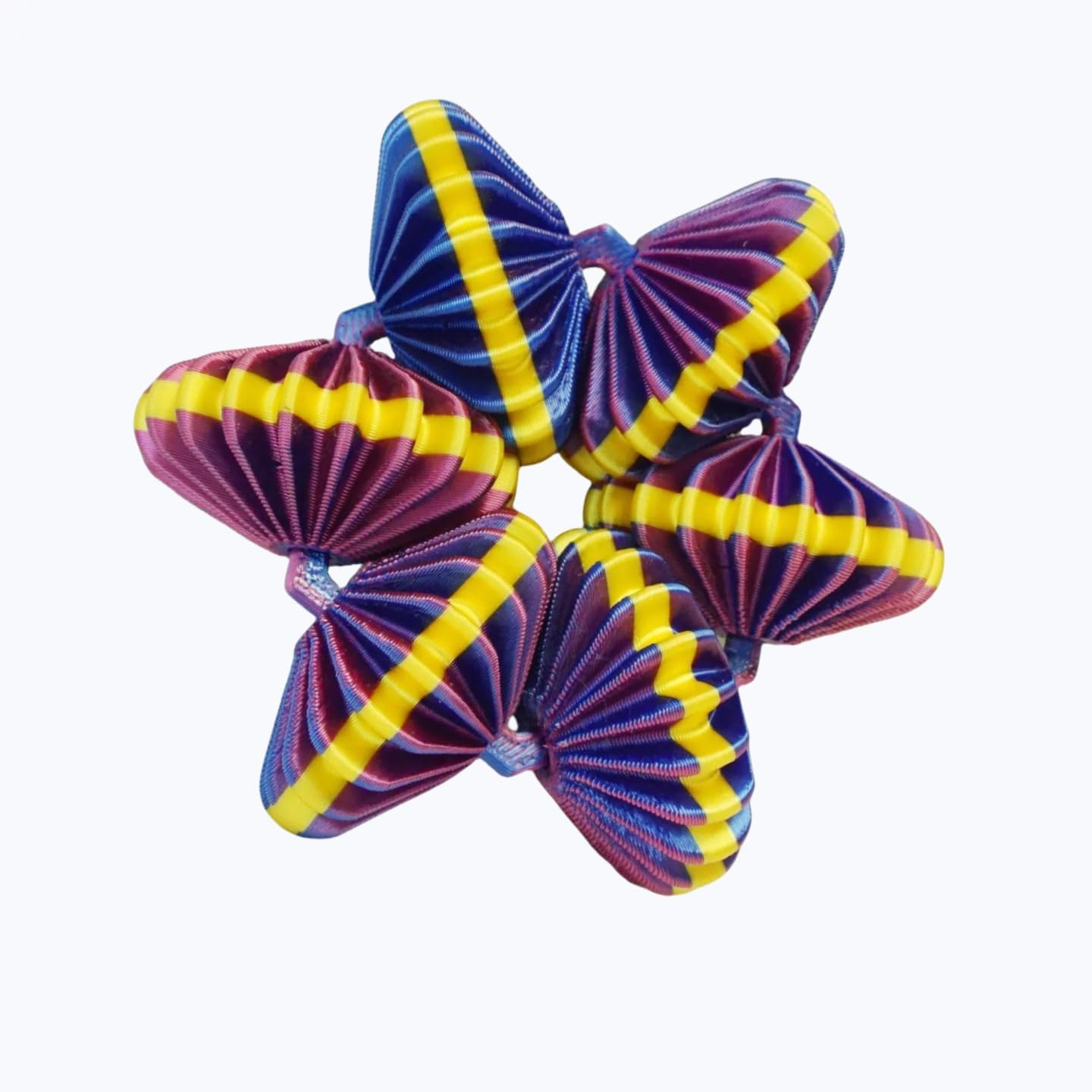 Gear Spinner Ring 3D Printed Silence Office Fidget Toy, Stress Relief Hand Massager Sensory Toys for Kids and Adults,Graduation Gifts,Desk Toys Desk Decor(Blue-Purple Gradient & Yellow)