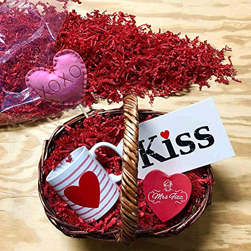 Mrs Fizz Crinkle Cut Paper Shred Filler for Packing and Filling Gift Baskets (2 LB) Red - Thumbnail 4