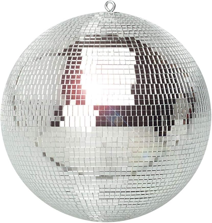 12-Inch Silver Disco Ball, Durable Mirror Glitter Sphere with Premium Reflective Shards, Ideal for DJs, Party Venues, Dance Floors, Sparkling Visual Effect Lighting Decor