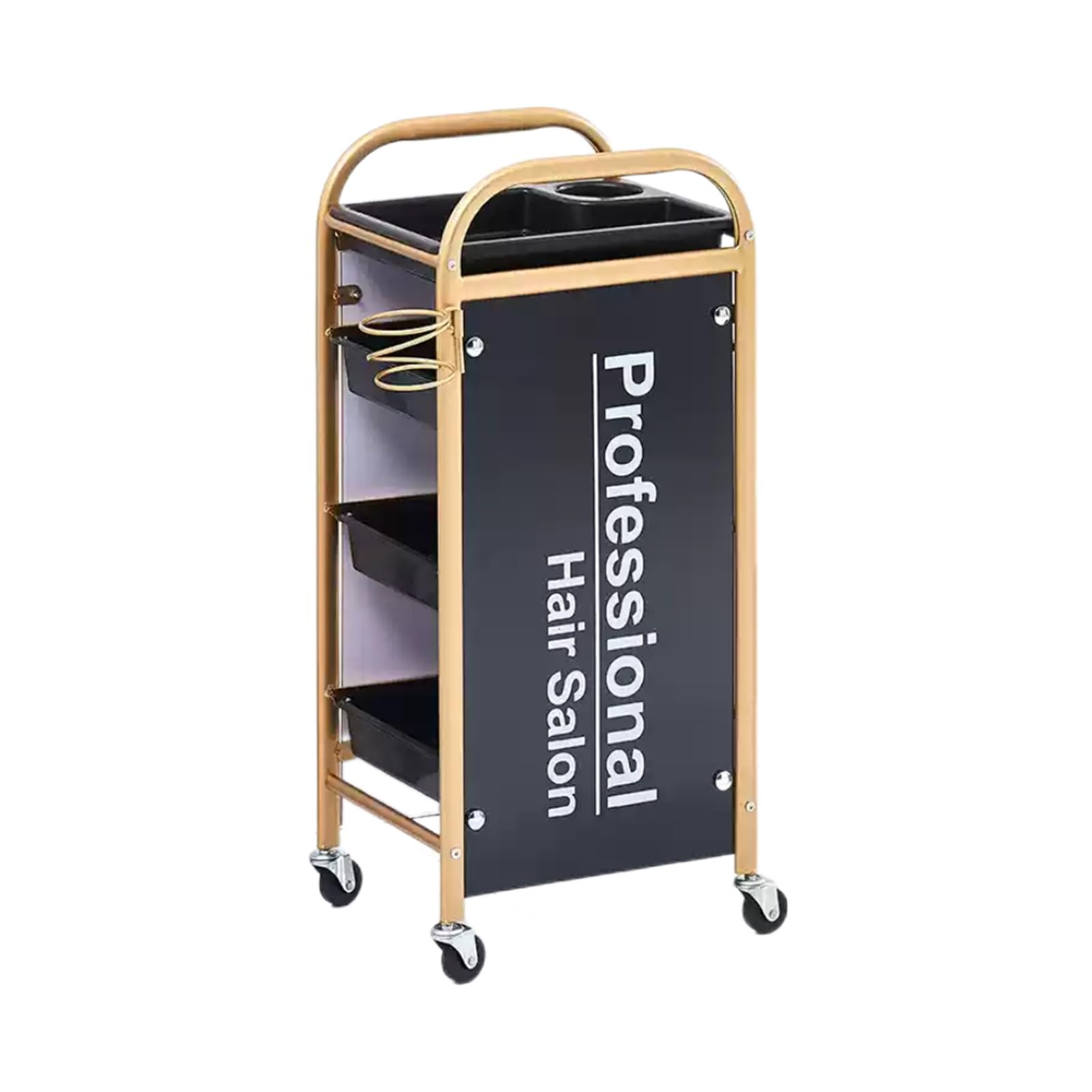 Barbershop Trolley Hairdressing Trolley Mobile Storage Cabinet Trolley with Workbench,with Drawer and 4 Casters,Side Metal Storage Ring Hair Styling Trolley,Barbershop Tool Organizer for Hairdressers(