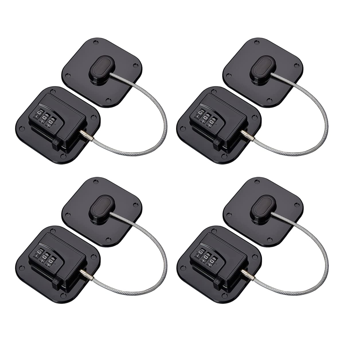 4 Pack Refrigerator Lock Combination Cabinet Locks for Babies, Heavy Duty Baby/Child Proof Fridge Lock for Kids Safety (Black)