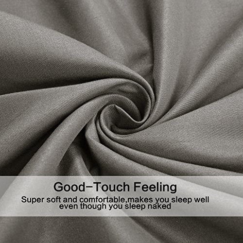 Image of 4 Piece Bed Sheet Set -1 Flat Sheet,1 Fitted Sheet and 2 Pillow Cases Brushed Microfiber Luxury Bedding with Deep Pockets (Full,Gray)