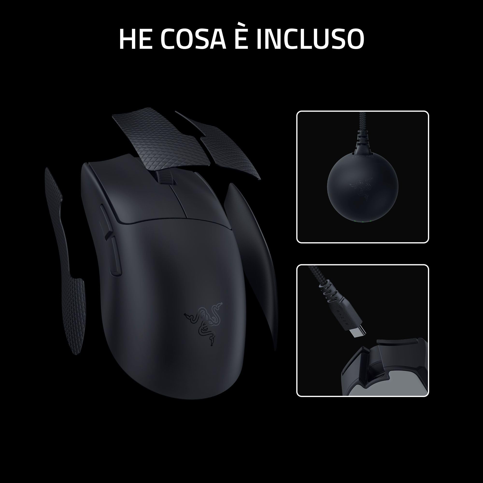Razer Viper V4 Pro - Mouse da gaming wireless simmetrico per eSport - Ultraleggero 49 g - HyperSpeed Gen-2 polling a 8 KHz - Sensore Focus Pro 50K - Rotella di scorrimento ottica - PC/Mac | Nero