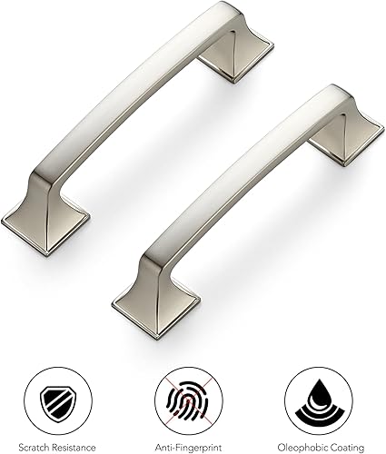 Miniatura 8 de Ravinte Paquete de 5 manijas de gabinete de cocina de 3-34 pulgadas de pie cuadrado macizo, manijas de gabinete de cocina de níquel cepillado,