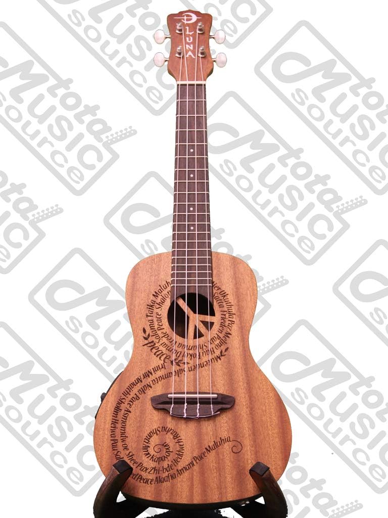 Luna Mahogany Series Maluhia Peace Acoustic-Electric Concert Ukulele W/Gigbag,Tuner,Strings & PC