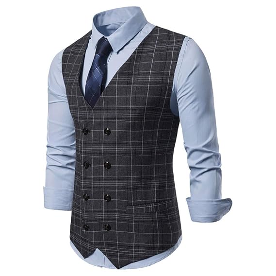 gray double breasted vest