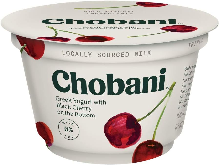 Chobani Black Cherry on the Bottom Non Fat Greek Yogurt, 5.3 Ounce -- 12 per case