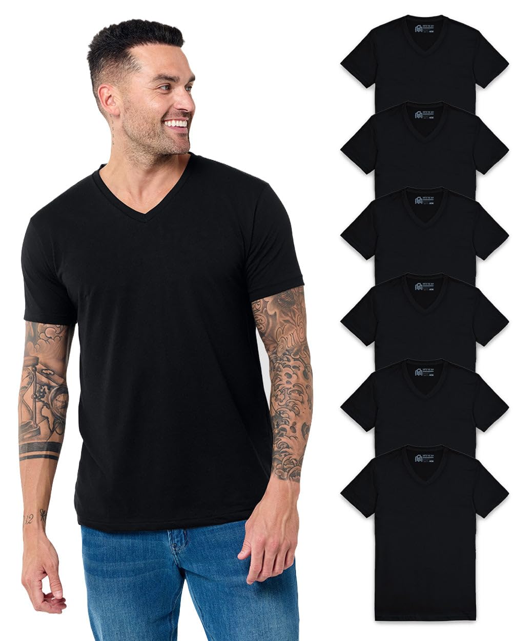 Men's V-Neck T-Shirt Fitted Short Sleeve Soft Cotton Vneck Tees S-2XL