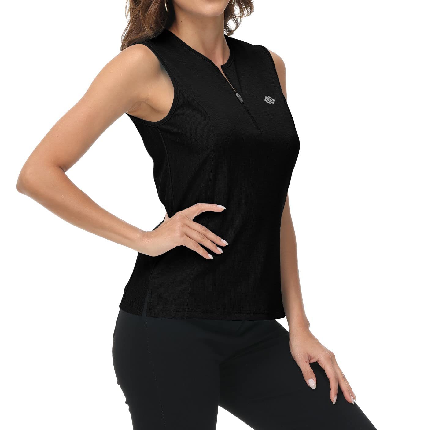 MoFiz Polo sans Manches Leger Femme Polos de Sport T Shirt UPF 50+ Golf Tennis d'été