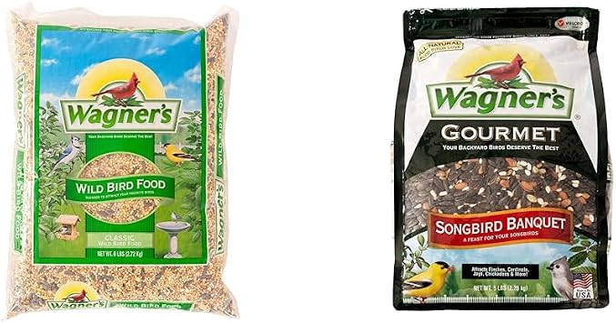 Wagners 52003 Classic Blend Wild Bird Food, 6-Pound Bag & 82042 Songbird Banquet Wild Bird Food, 5-Pound Bag