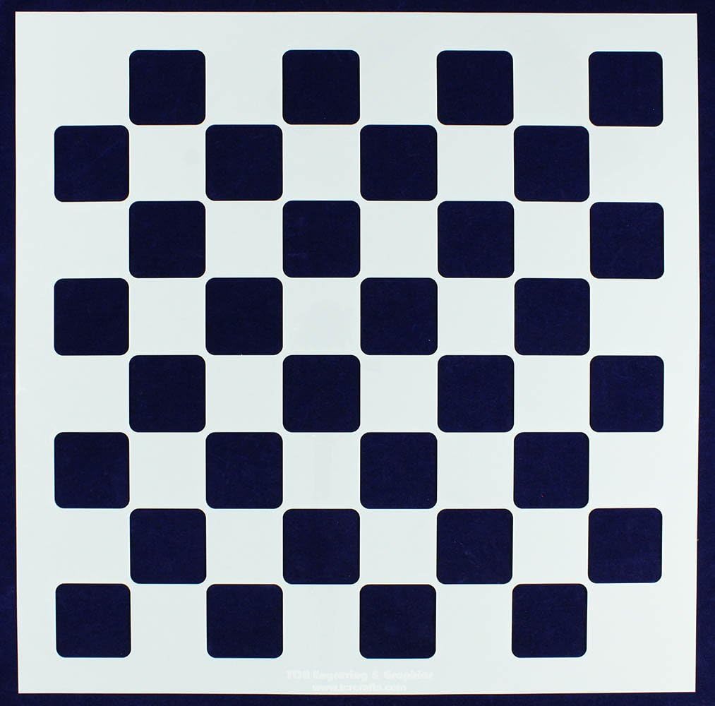 TCR Crafts Chess Checkerboard Stencil -18 X 18 Inches. Board with 2 Inch Squares