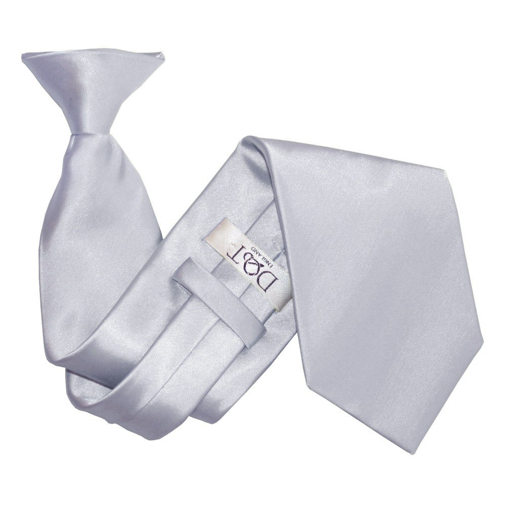 Dqt Men's Silver Plain Satin Clip-On Tie – Pre-Tied Necktie For Wedding, Business, Uniform, Security & Formal –