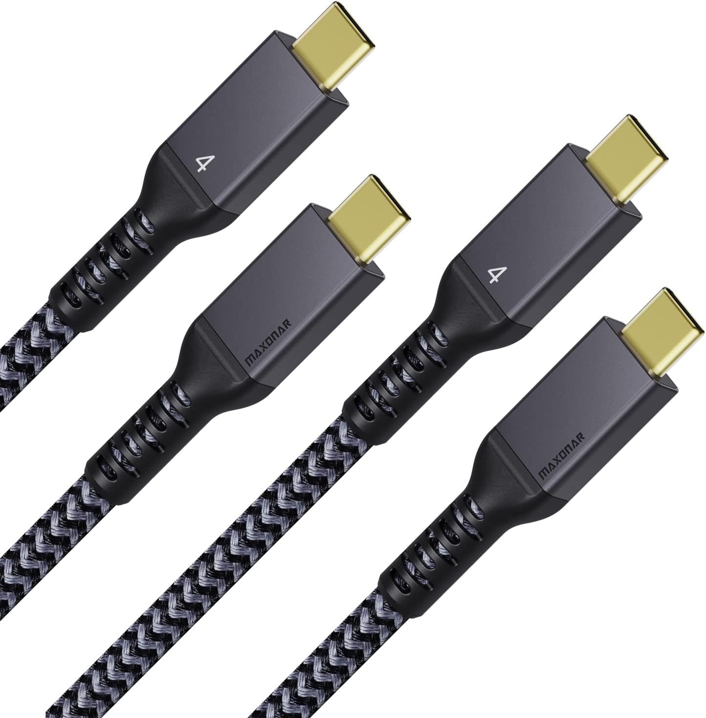 Maxonar Thunderbolt 4 Cable 1m/40Gbps, TB4 USB 4 Cable Supports 8K60hz/5K@60Hz/Dual 4K60hz Monitor,For Mac Studio,Studio Display,M1 M2 Macbook Air,Thunderbolt 4 SSD,eGpu,Docking Station 2 Packs