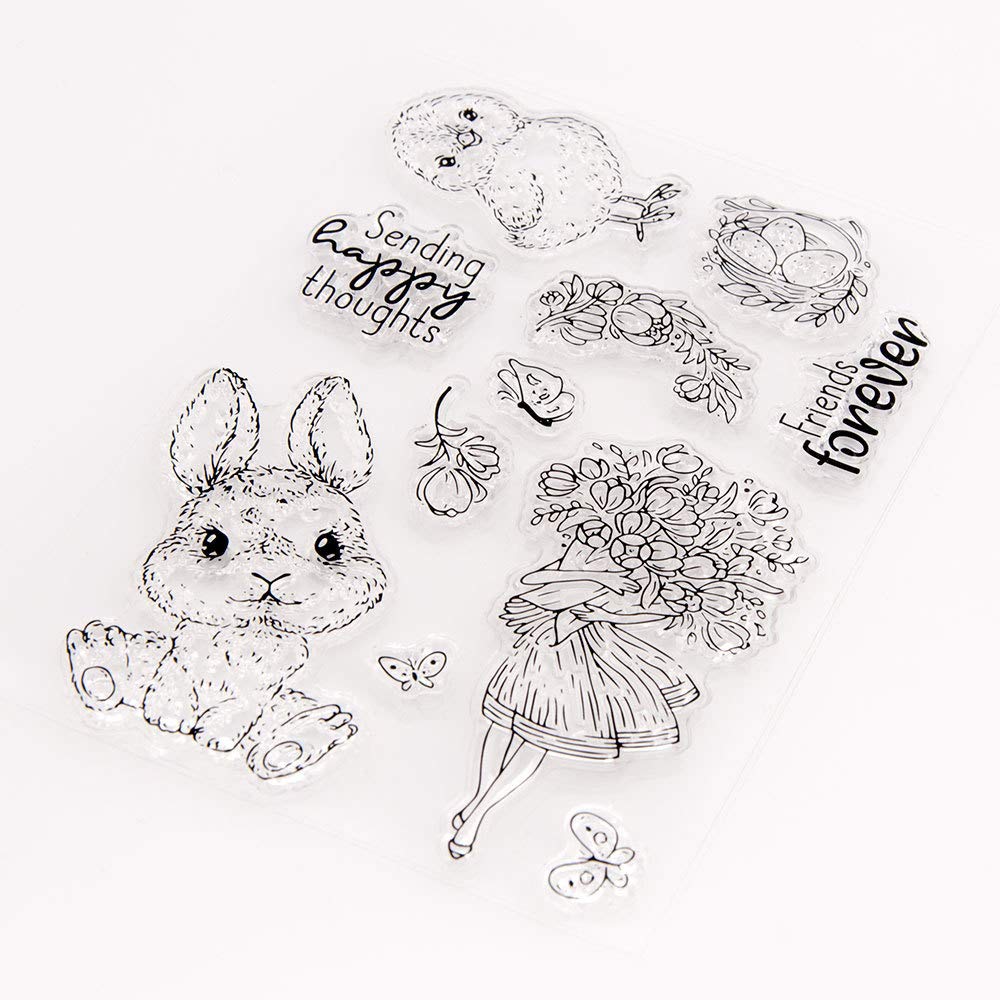 Timbri Pasqua Trasparenti - Set Creativo Per Biglietti Fai Da Te Con Coniglietti E Uova - Foto 9