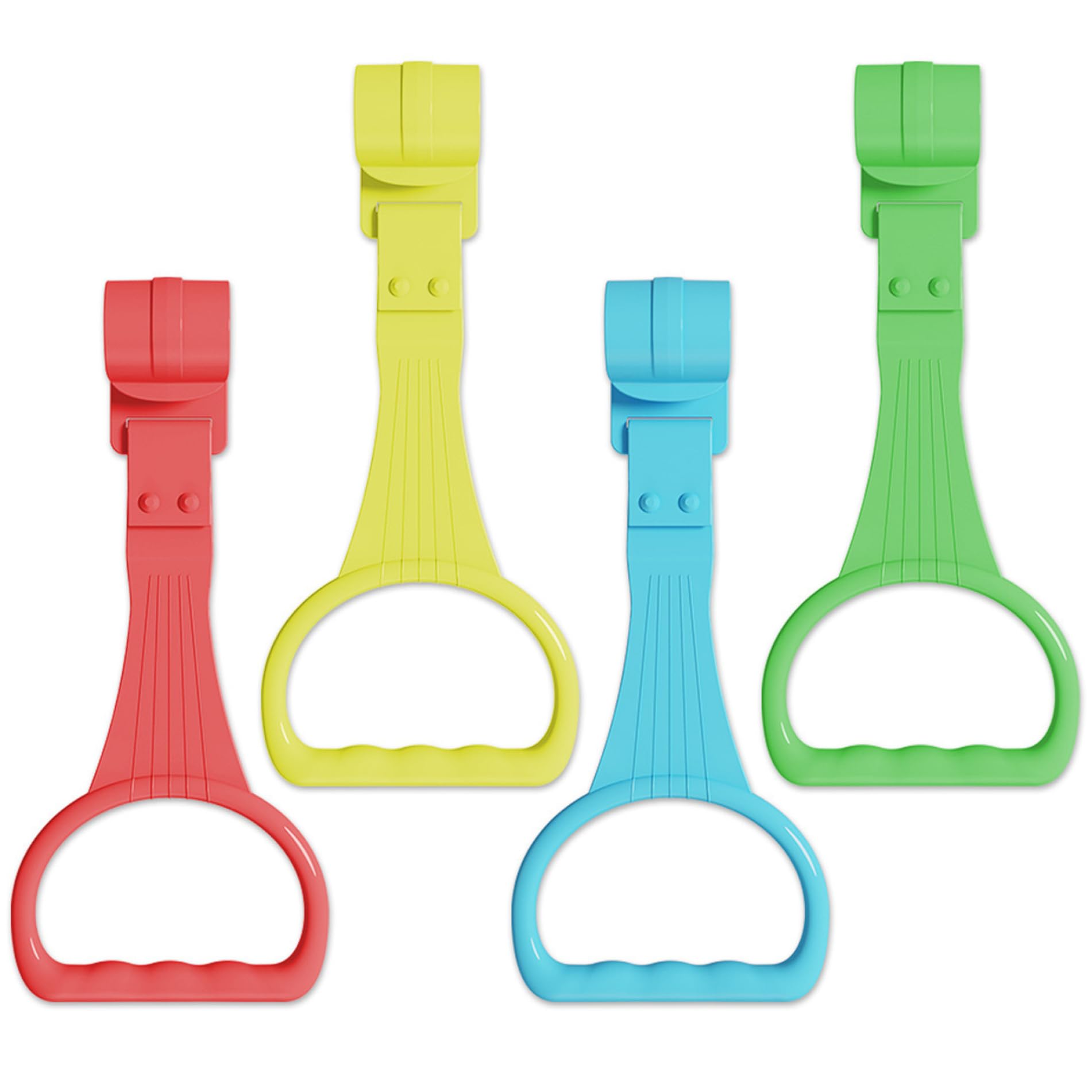 Anillos para tirar de parque infantil, 4 anillos de plástico para tirar hacia arriba para bebés, manijas antideslizantes para parques, manijas fáciles de instalar y quitar para regalos de fiestas de