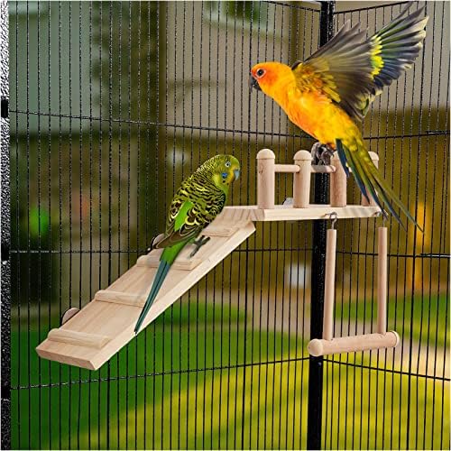 Bird Perches Platform Swing with Climbing Ladder — top-down angle highlighting key features