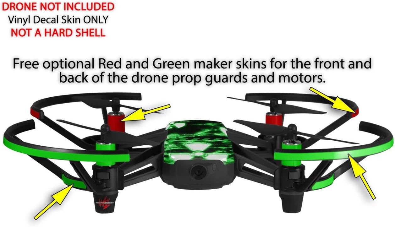 Skin Decal Wrap 2 Pack Compatible with DJI Ryze Tello Radioactive Green Drone NOT Included
