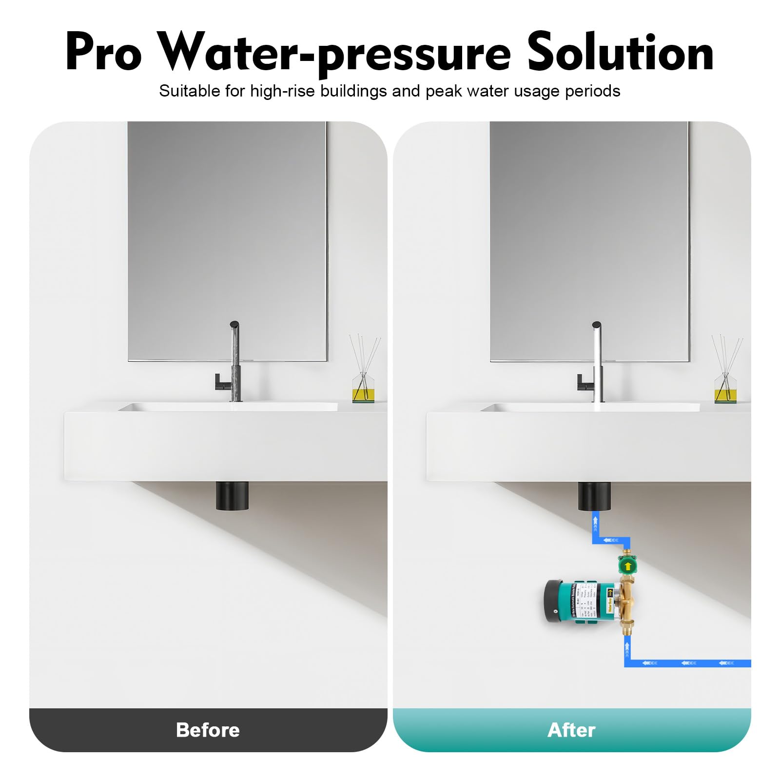 Pompe à eau chaude 220 V, 50 Hz, 120 W, 25 l/min, pompe à pression automatique, hauteur manométrique maximale 15 m/49,2 pieds, pour chauffe-eau, douche, eau du robinet, pompe de circulation haute
