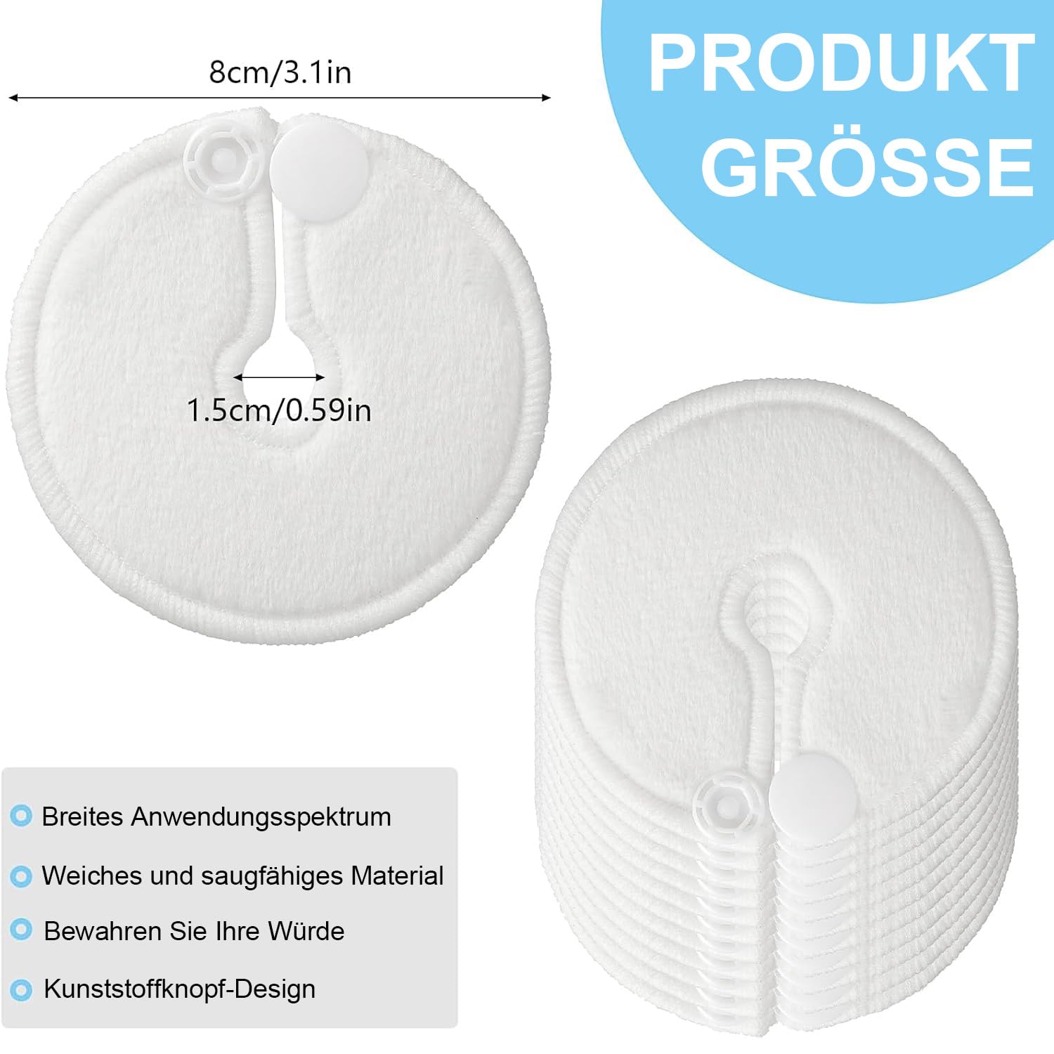 56 Stück Dialyse Schlauch Pad G-Sonden-Pad Knopfpolster aus Organischer Baumwolle, Wiederverwendbare Ernährungssonden-Zubehör zur Bauchdialyse schlauch Pad, 7,6 x 7,6 cm