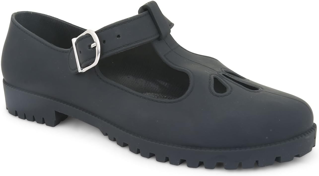 Womens Ladies Flat Cut Out Mary Jane T-Bar Geek Pumps Jelly Jellies Shoes Size