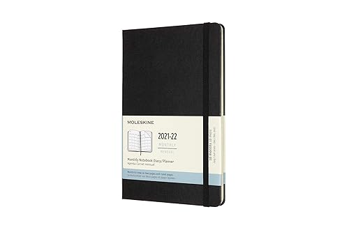 Moleskine - Agenda Mensile 18 Mesi, Agenda Mensile 2021/2022, Planner Mensile con Copertina Rigida e Chiusura ad Elastico, Formato Large 13 x 21 cm, Colore Nero, 128 Pagine