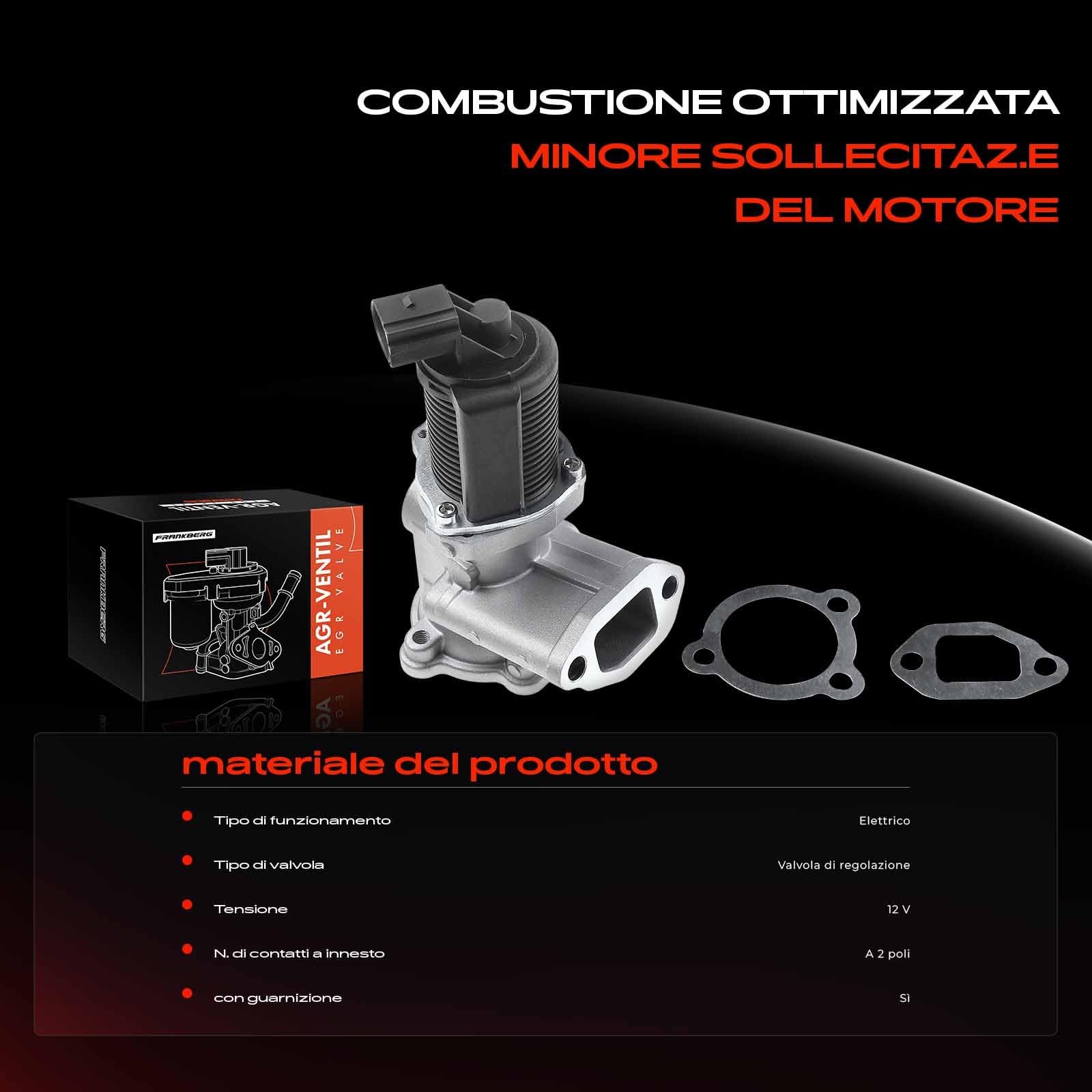 Frankberg Valvola EGR Compatibile con Punto Evo 199 1.3 D MultiJet Musa 350 1.3 D MultiJet Linea 110 323 1.3 D MultiJet Ypsilon 843 1.3 D MultiJet Idea 350 1.3 D MultiJet 7.00020.40.0,55219502