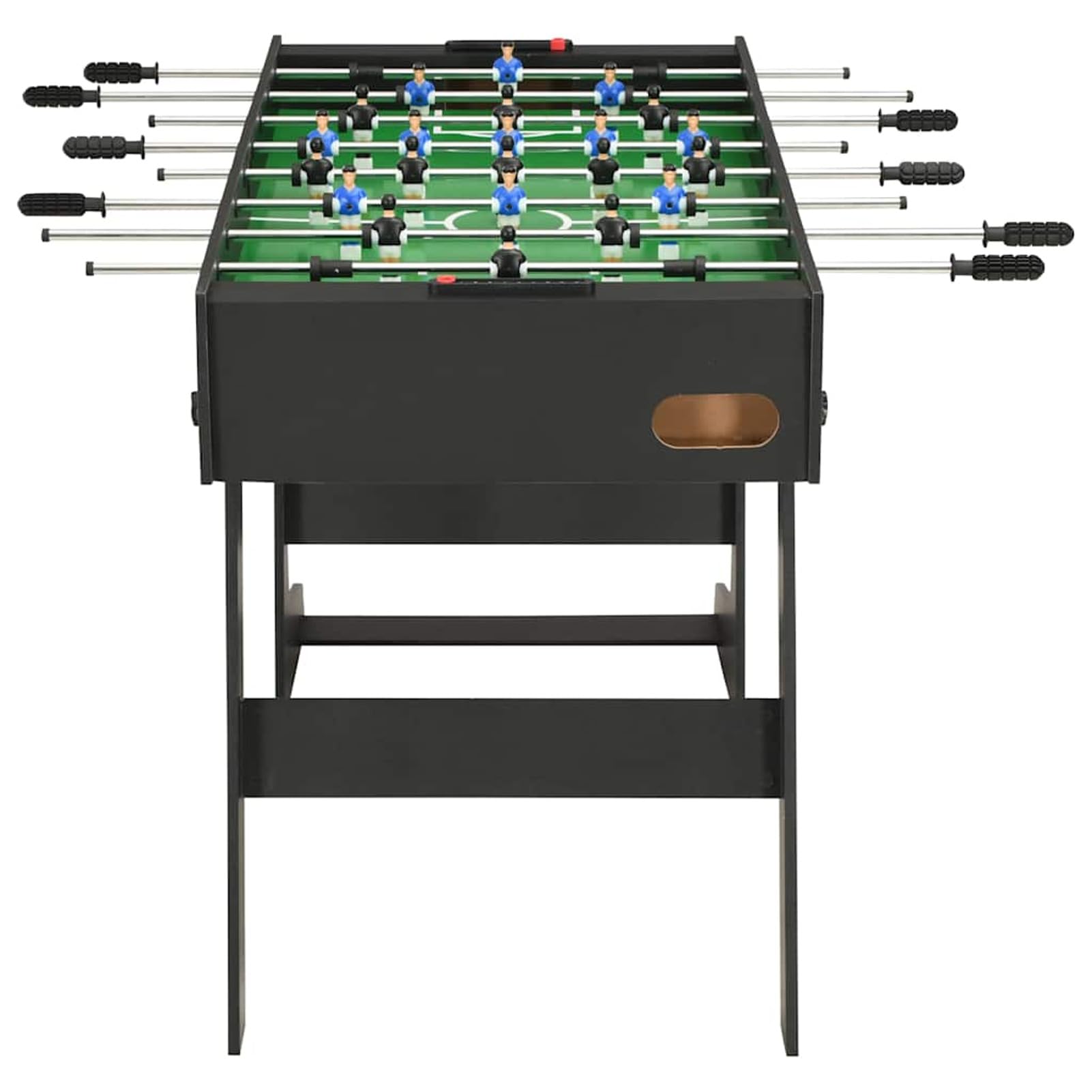 Calcio Balilla Pieghevole Robusto Antiscivolo con Palline Aste Scorrevoli Tavolo Calcetto Biliardino Nero 121x61x80 cm in MDF e Acciaio