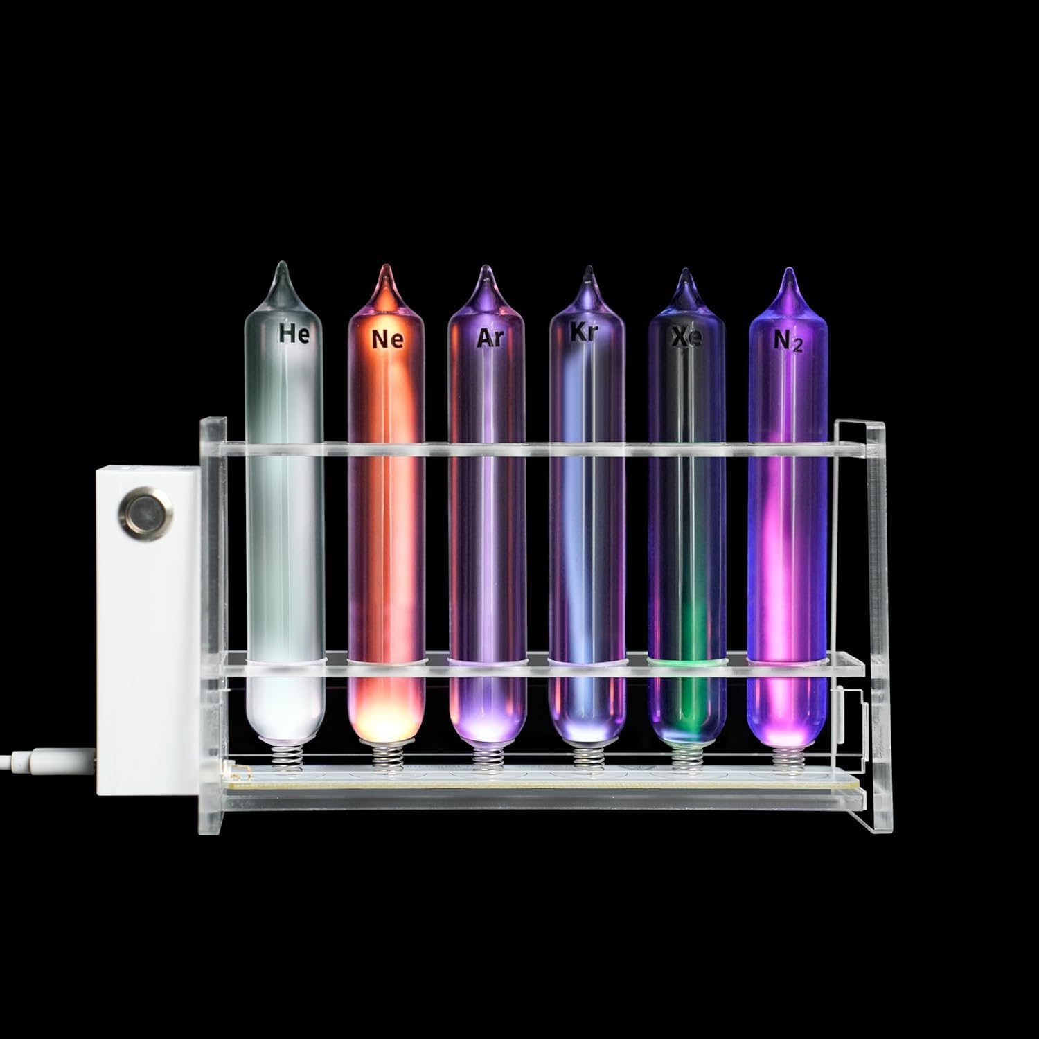 TsoLay Edelgasröhren, Edelgas-glasröhren Mit Erreger, Leuchtelemente (he, Ne, AR, Kr, Xe) Mit 99,999% Reinheit Für Wissenschaftliche Ausstellungen, Chemieunterricht, with Exciter
