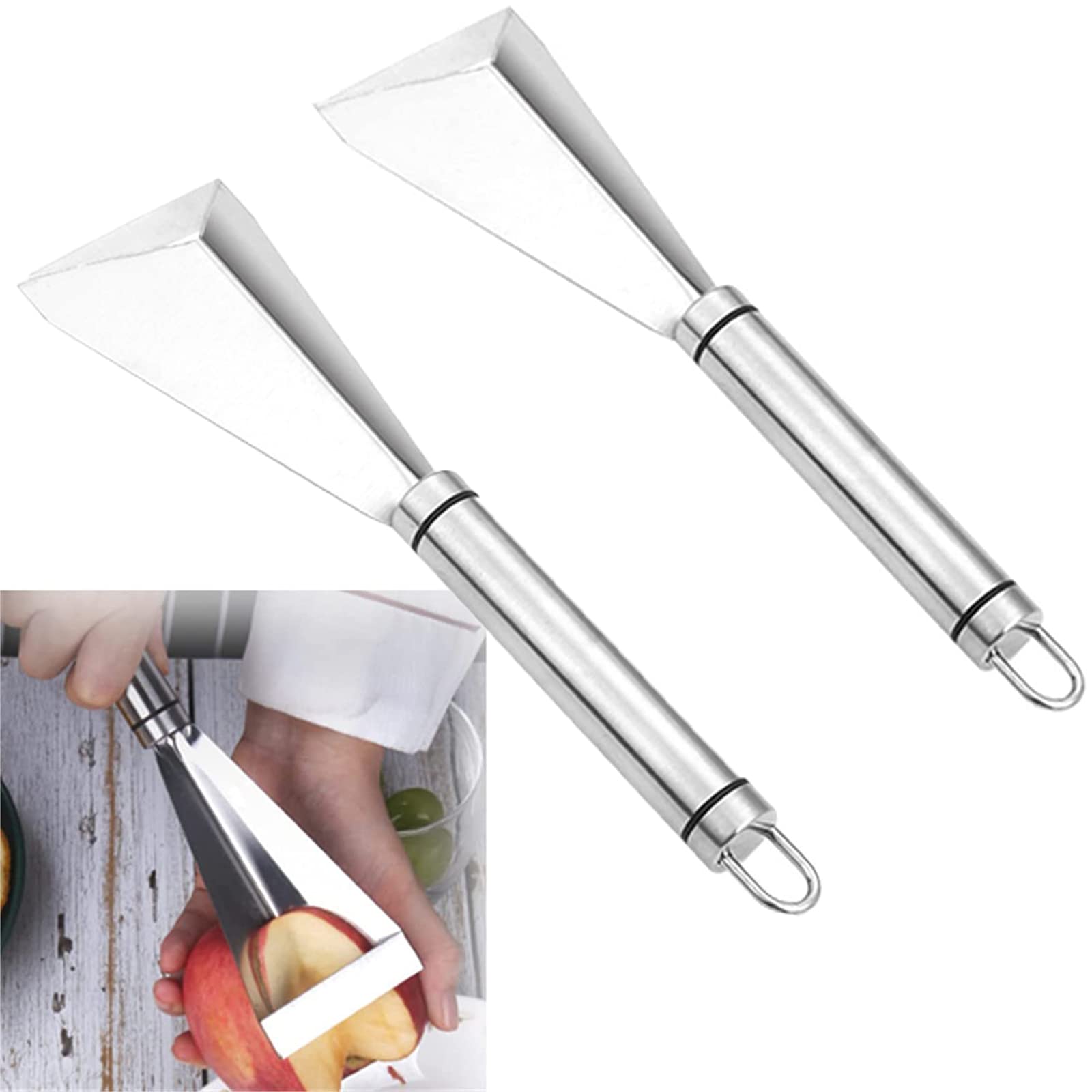 MRLZLT Stainless Steel Fruit Carving Knife,Triangular Shape Vegetable Knife Slicer,Antislip Engraving Blades Kitchen Accessories (2pcs)