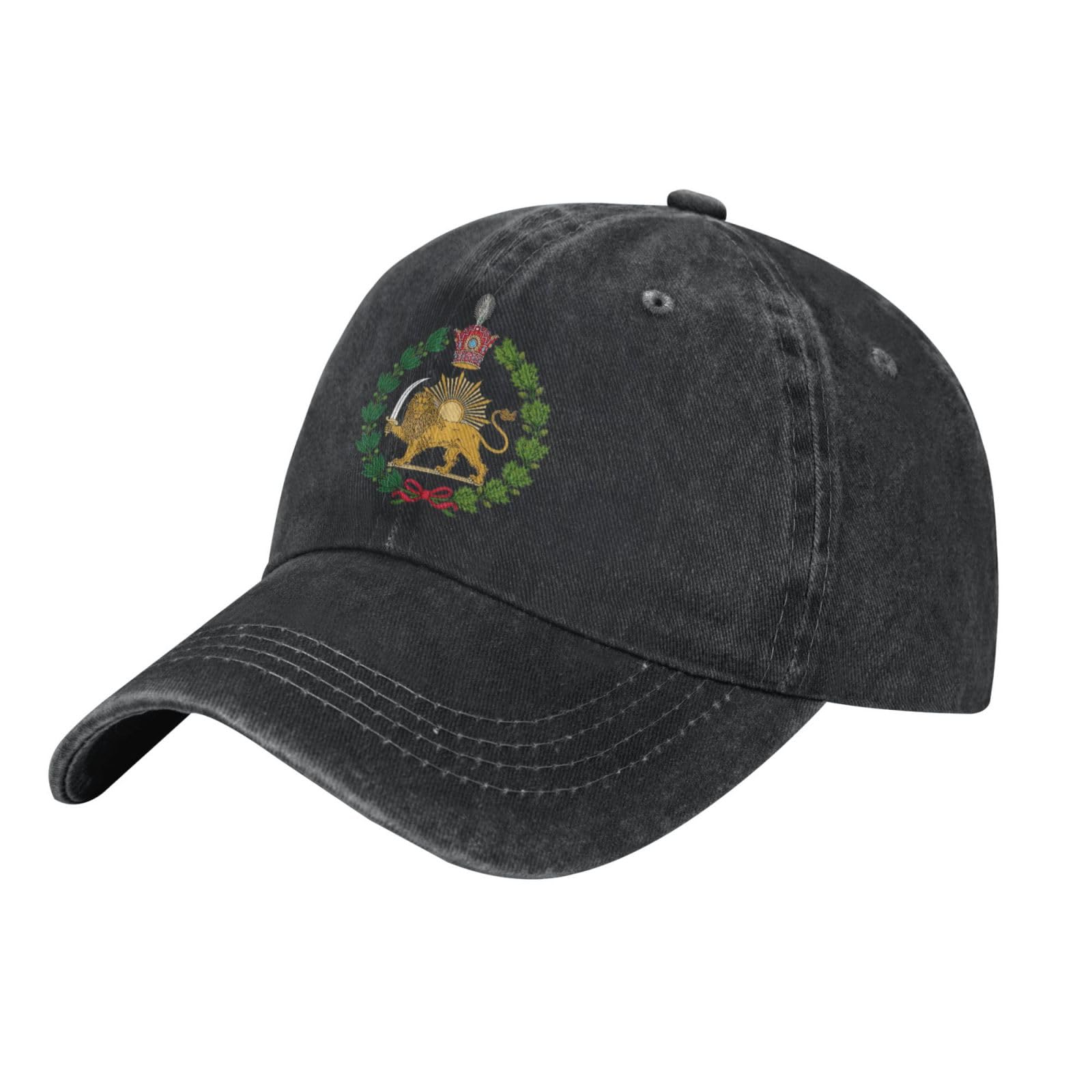 KWQDOZF Persian Flag Iranian Lion Sun and Crown Iran Persia Baseball Cap Women Men Dad Hat Golf Cowboy Hat Black