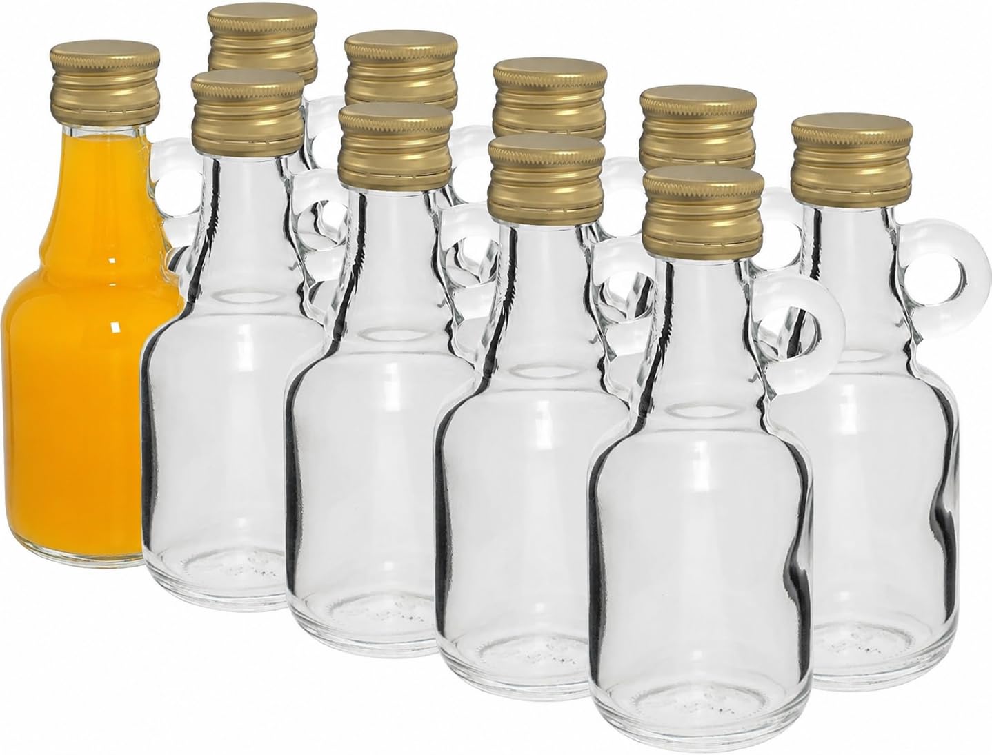 made in home - 100 x Glasflasche Galonik 40 ml mit Schraubverschluss – Mini Glasfläschchen mit Henkel – Flaschen für Likör, Schnaps, Sirup, Proben & Geschenksets