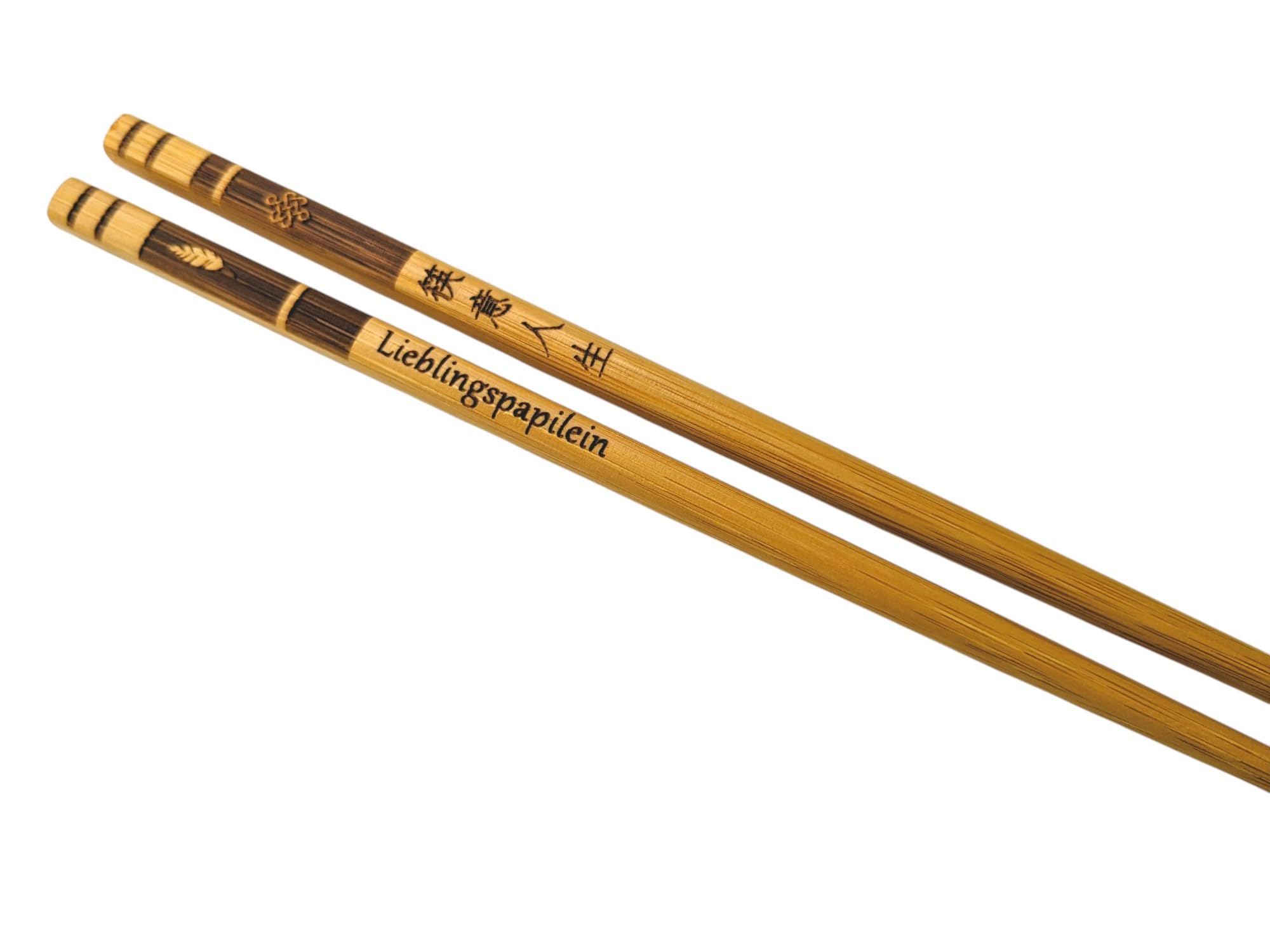 Essstäbchen personalisiert Bambus mit Gravur – Sushi Stäbchen Set – personalisierte Chopsticks – ideales Geschenk für Sushi Liebhaber - optional mit Stoffbeutel erhältlich