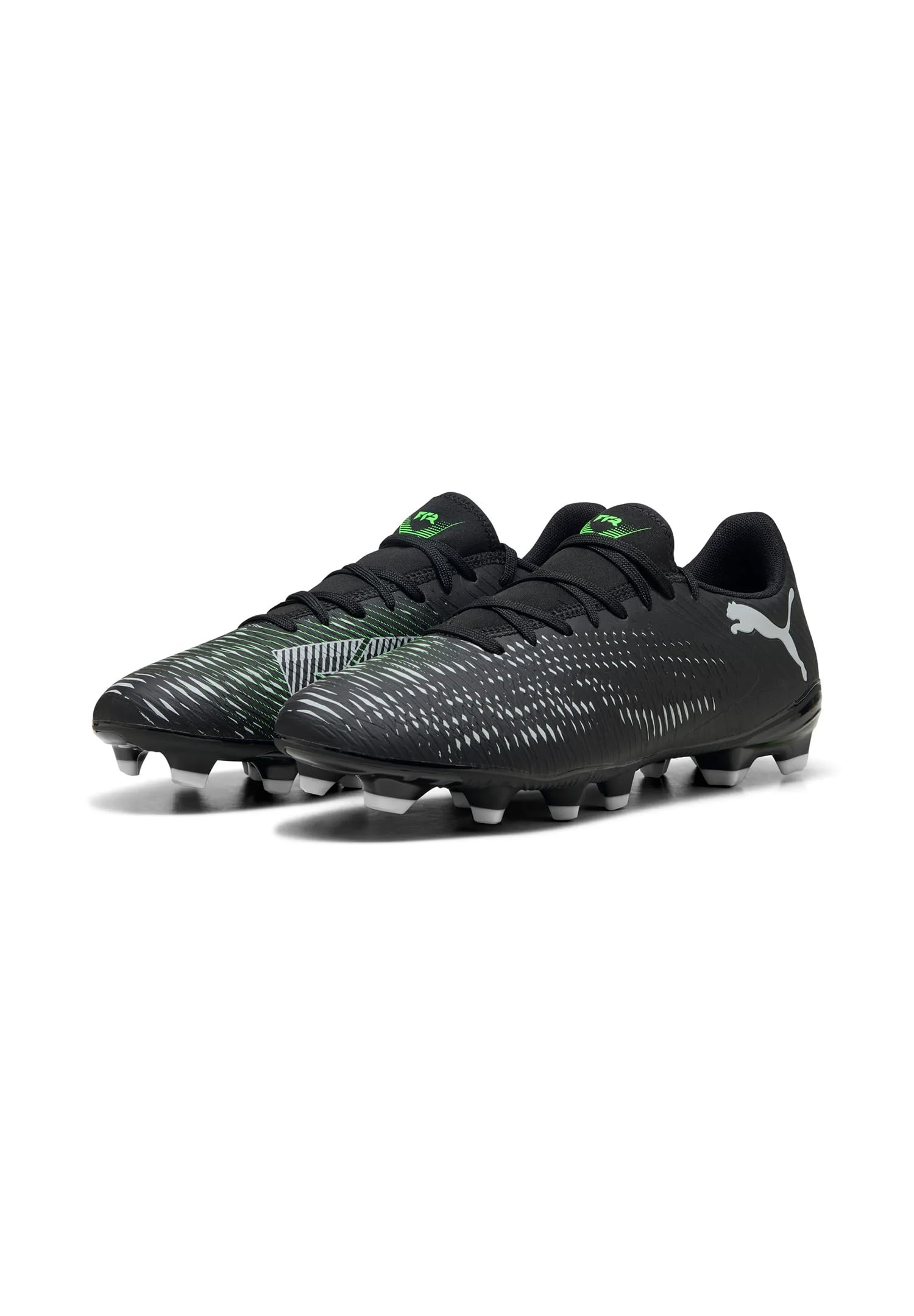 PUMA Unisex Future 8 Play Firm Ground/Artifical Ground Football Boots, PUMA Black-Cool Light Gray-Fluo Green, 4.5 UK