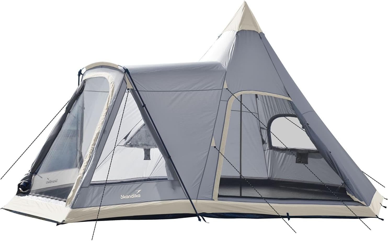 Skandika Navaho Teepee Desert Pyramid Indiana Family Group Tent, Sewn-In-Groundsheet, 2 Sleeping Pods, 5000 mm Water Column, 5 Person