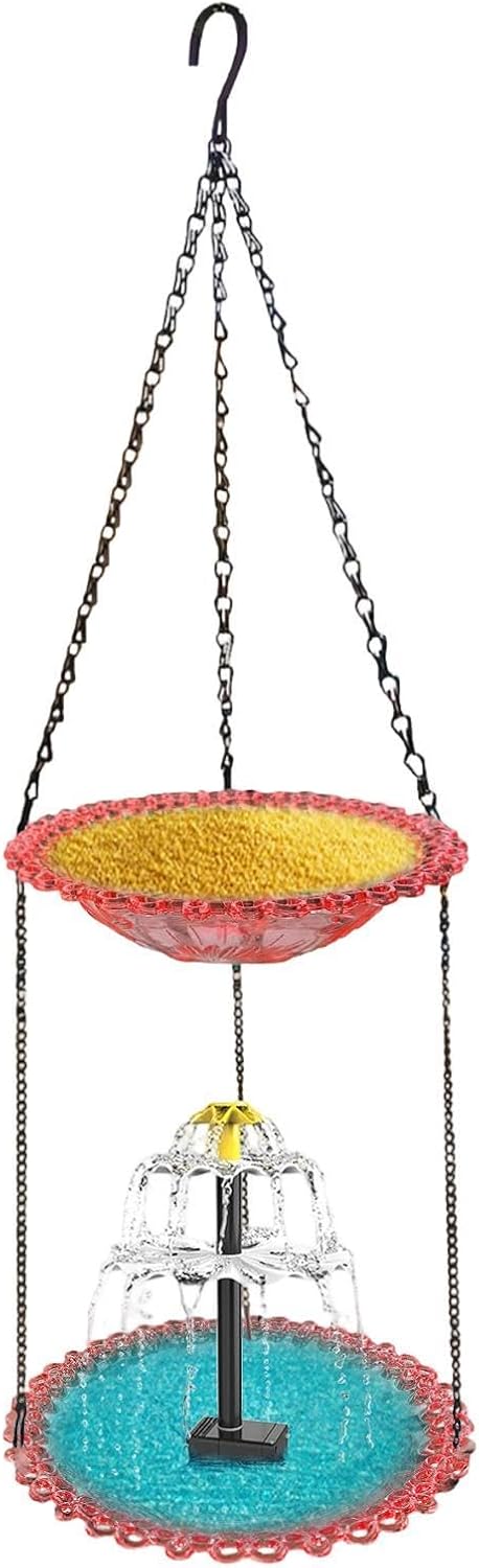Solar Fountain for Bird Bath - Solar Pump Foods Bowl - Outdoor Bird Bath with Water Pump | for Hummingbird Robin Sparrow Terrace Pillars Patio Yard Balcony Courtyard