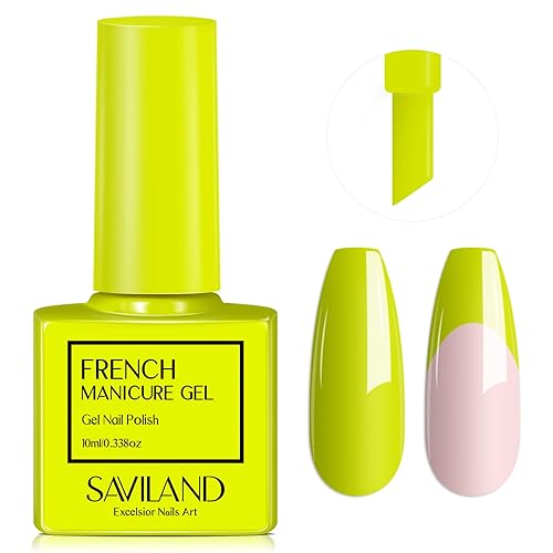 SAVILAND Esmalte de uñas de gel francés  1 unidad de 0.3 fl oz (0.3 fl oz), esmalte de gel amarillo UV LED Soak Off Gel de manicura francesa rápida