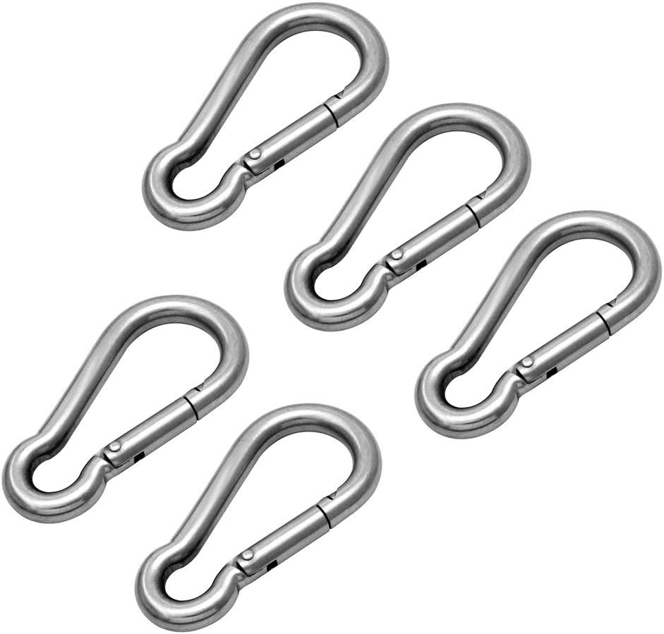 SBDs 3/16” (4.7 mm) Dia 2” Length Marine Grade Stainless Steel T316 Carabiner - Clip Snap Hook -Spring Loaded Karabiner
